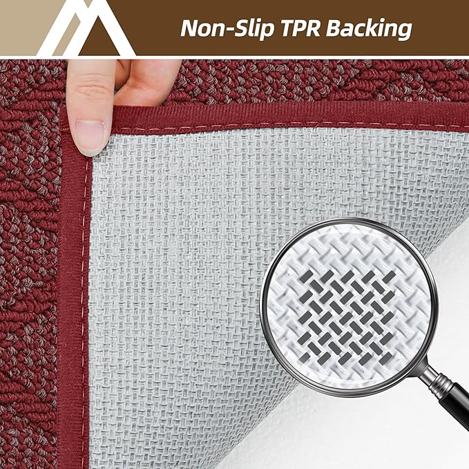 COSY HOMEER Non-Slip Door Mat 36"x60", Entryway Rugs Low Profile Absorbent Dirt Trapper Doormat for Front Entrance, Washable Polypropylene Entry Mat (Red)