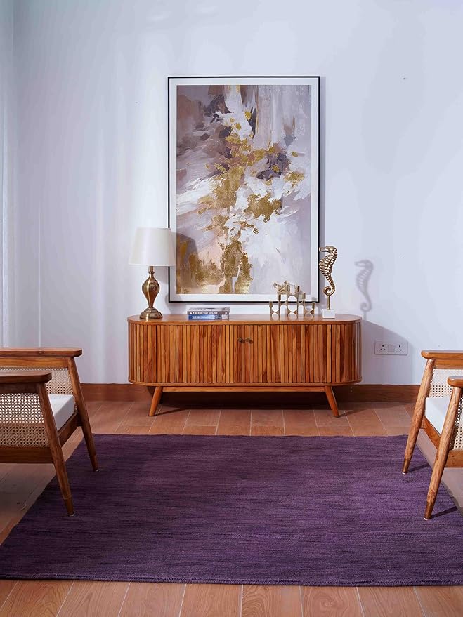 Rugsotic Carpets Hand Knotted Loom Wool ECO-Friendly Area Rugs - 6'x6', Square, Purple Color, Solid Plain Design, High Pile Thick Handmade Anti Skid Area Rugs for Living Room, Bed Room (L00111)