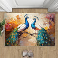 Peacock Rug 3x4-3x4 Rug, Classic Peafowl Floral Area Rugs for Bedroom, Peacock Couples Rugs for Living Room, Oil Painting Art Washable Mat, Aesthetics Carpet - Peafowl Home Decor & Gifts