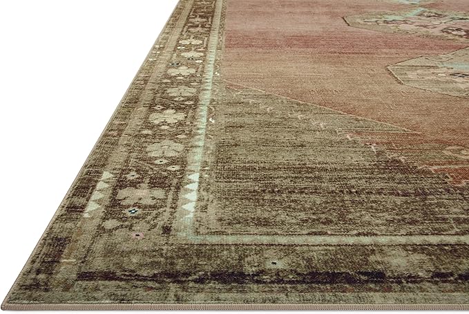 Loloi Magnolia Home by Joanna Gaines Sinclair Collection SIN-06 Clay/Tobacco 7'-6" x 9'-6", .25" Pile Height, Machine Washable, Area Rug