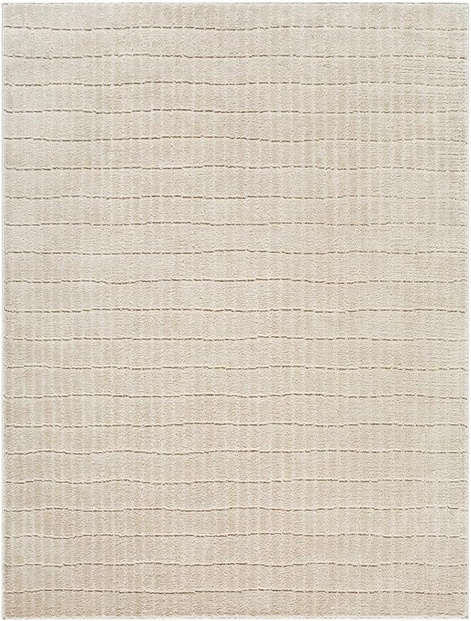 Livabliss x Our PNW Home Cascade Minimalist Striped Area Rug, 6'7" x 9', Light Brown