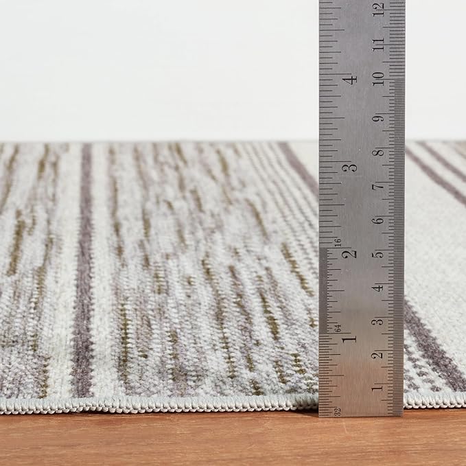 Dash & Albert Ellington Stripe Grey Machine Washable Rug, 6 X 9 Feet, Grey Stripe Pattern