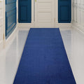 Custom Made Runner Rug Low Pile with Rubber Backing for Kitchen Foyer Hallway Entry Choose Your Length Size 26 Inch Wide Solid and Plain Dark Blue Color (47 feet x 26 inch)