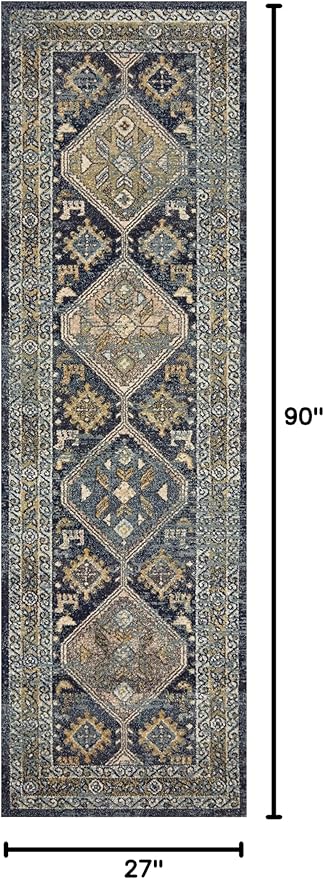 Loloi Jocelyn Collection JOC-02 Navy/Blue 2'-3" x 7'-6" .38" Thick Runner Rug