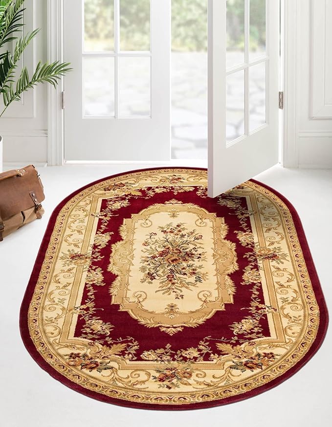 Rugs.com Chateau Collection Rug - 3' x 5' Oval Red Medium Pile Rug