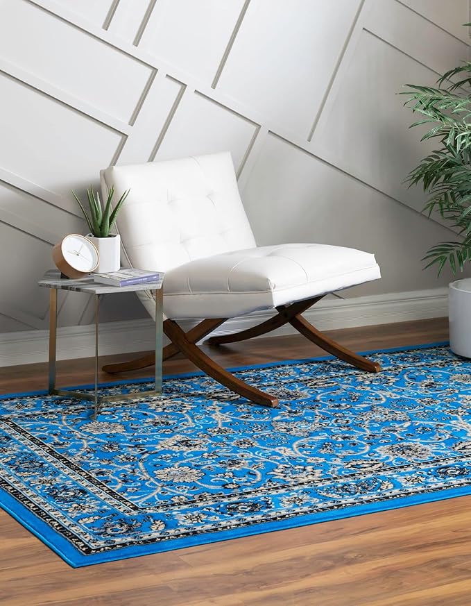 Unique Loom Sialk Hill Collection Area Rug - Washington (7' 10" x 10' Rectangle Dark Blue/Black)
