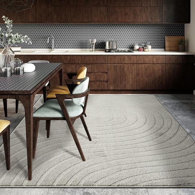 LUXE WEAVERS Modern Geometric Wave Gray 4x6 Area Rug
