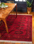 Unique Loom Tekke Collection Over-Dyed Saturated Traditional Torkaman Area Rug (8' 0 x 11' 0 Rectangular, Red/Black)