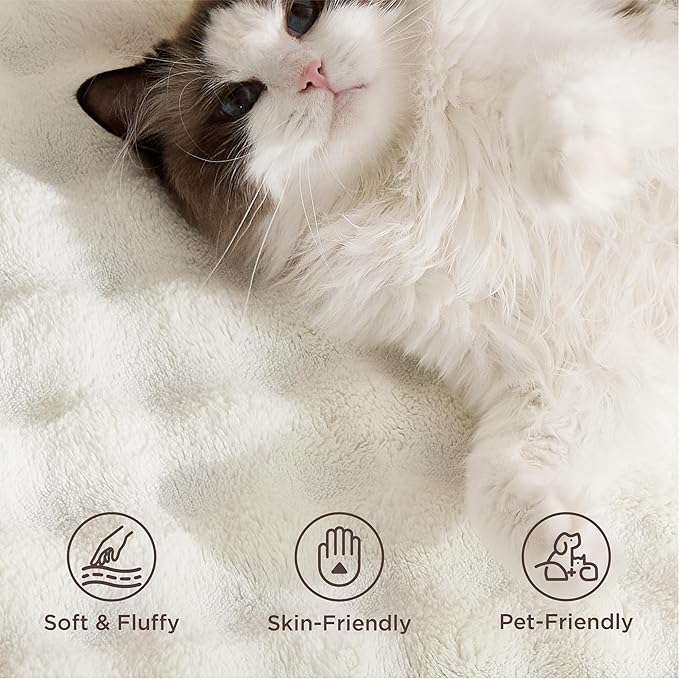 Bedsure 6x9 Fluffy Area Rugs for Living Room, Machine Washable Rugs, Non-Slip Backing, Non-Shedding, Pet Friendly Throw Rug for Bedroom Dining Room, Coconut White