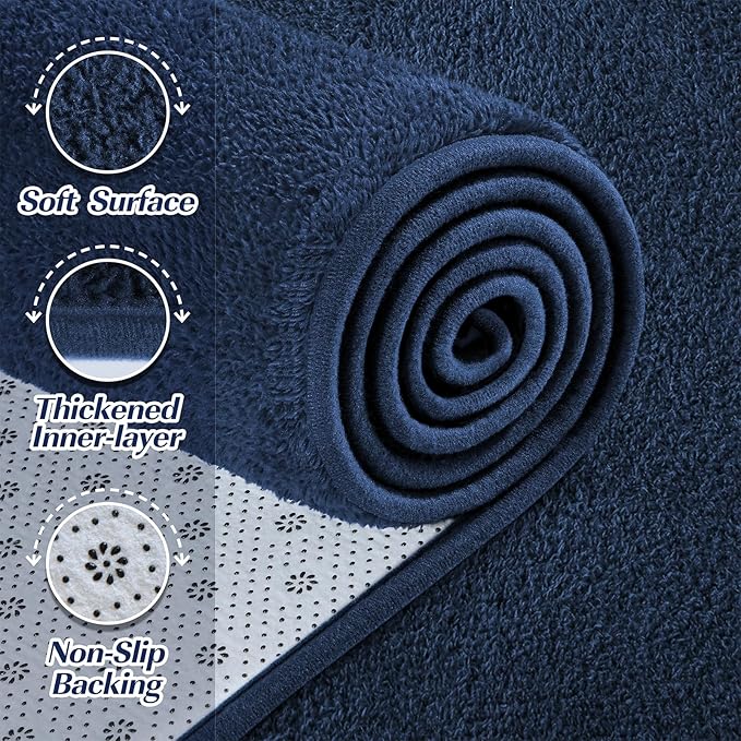 Large Area Rugs for Living Room Bedroom, 4x6 Feet Navy Blue Rug, Minimalist Modern Shag Rug, Soft Thick Memory Foam Indoor Carpet, Non-Slip Washable Rug for Boys Girls Dorm Nursery Room Home Decor