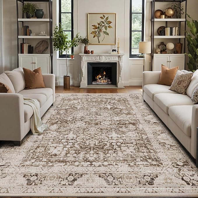 LUMI 4x6 Washable Area Rug for Living Room, Ultra Soft Traditional Vintage Rugs Non Slip with Rubber Backing, Low Profile, High Traffic, Stain Resistant Carpets, Ideal for Bedroom, Dining Room, Indoor