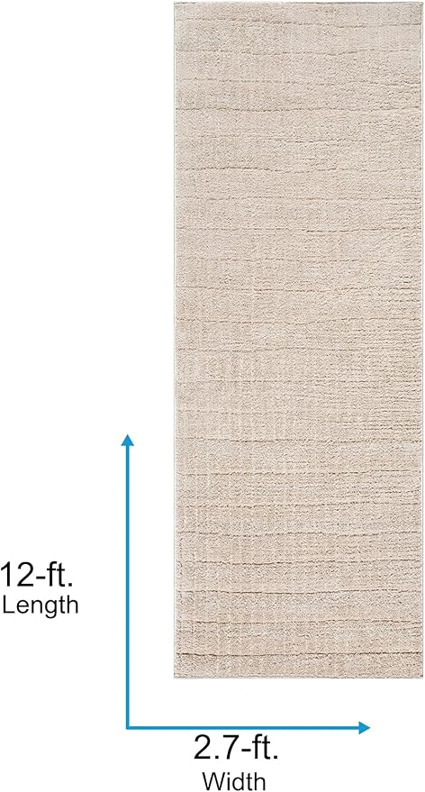 Livabliss x Our PNW Home Cascade Minimalist Striped Area Rug, 2'7" x 12', Light Brown