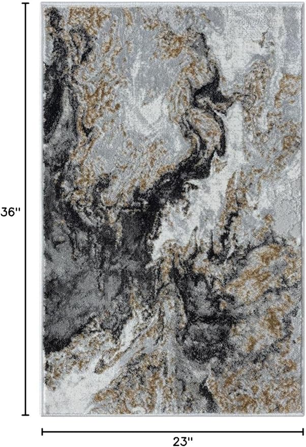 LUXE WEAVERS Marble Swirl Abstract Area Rug, Smoke 2x3