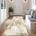 Fmfunctex 2x6 Runner Rug Washable Brown Beige Modern Abstract Entryway Non Slip Neutral Low Pile Indoor Carpet Soft Accent Hallway Rug for Kitchen Living Room Bedroom Bathroom Laundry Entrance Bedside