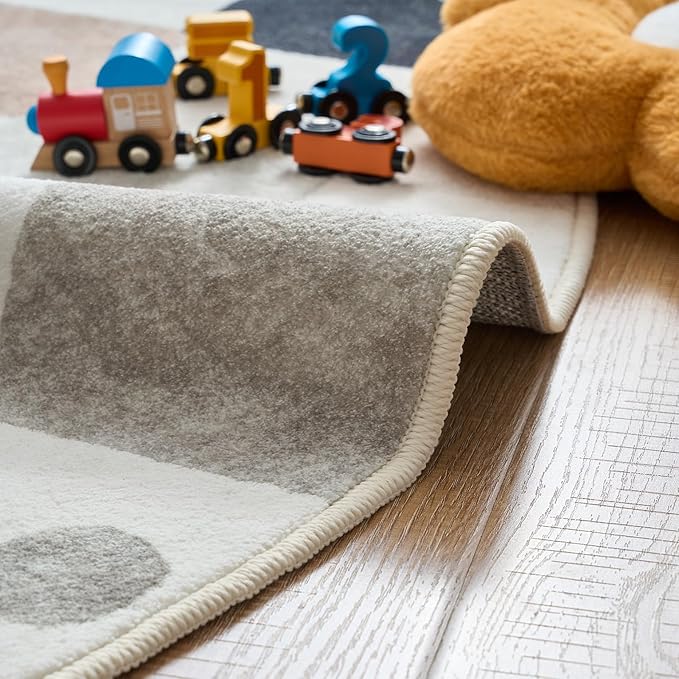 jinchan Macy Area Rug 5x7 Kids Washable Indoor Non-Slip Black and White Modern Soft Rug Elementary School Classroom Diamond Carpet for Nursery Playroom Daycare Bedroom Living Room Dorm Marble on Cream