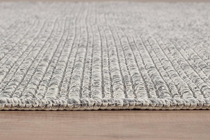 Beverly Rug Easy Jute Gray Rug 5x7 Solid Washable Durable Outdoor Indoor Area Rugs for Living Dining Room Patio Office Stain Resistant Non Shedding Casual Indoor Outside Carpet (5 x 7 Gray)