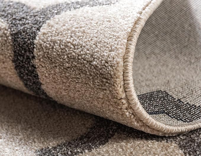 Rugs.com Lattice Collection Rug – 7x10 Beige and Gray Medium-Pile Rug Perfect for Bedrooms, Dining Rooms, Living Rooms