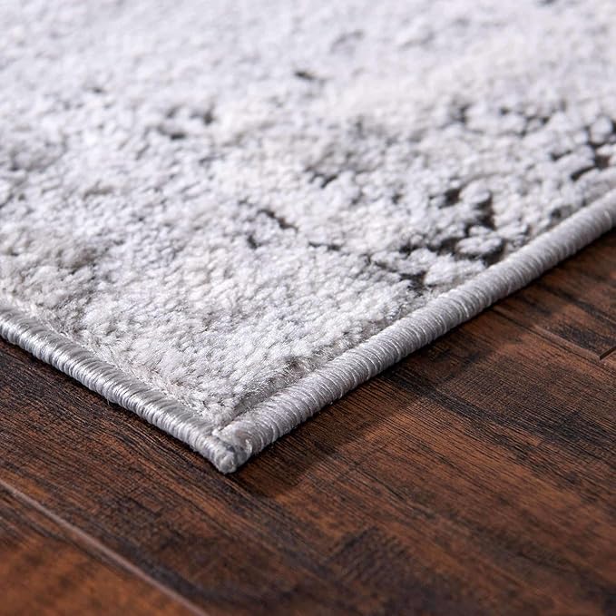 Rugs.com Leipzig Collection Area Rug – 8' x 10' Grey Low-Pile Rug Perfect for Living Rooms, Large Dining Rooms, Open Floorplans