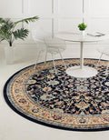 Unique Loom Sialk Hill Collection Area Rug - Washington (7' 10" Round Navy Blue/Cream)