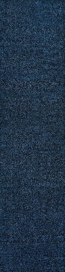 Eyely UES100C-212 Supersoft Haze Solid Low-Pile Indoor Runner Rug, Coastal, Bohemian, Minimalist, Classic, Casual for Bedroom,Kitchen,Living Room,Non Shedding,Easy-Washing, Blue, 2 X 12