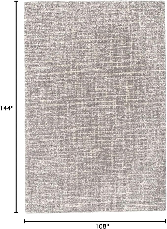Dash & Albert Crosshatch Dove Grey Hand Micro Hooked Wool Rug, 8.5 X 11.5 Feet, Grey Solid Pattern
