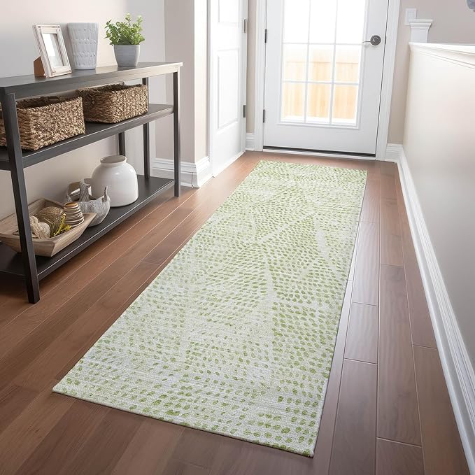 Addison Rugs Chantille ACN591 Aloe 2'3" x 7'6" Indoor Outdoor Hallway Runner Rug, Stain Resistant Washable Kitchen Area Carpet for Bathroom, Laundry and Bedroom Rug