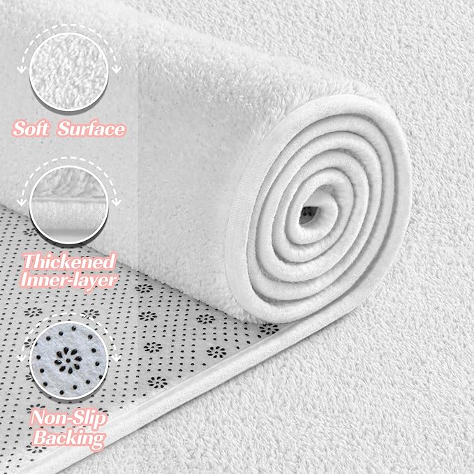 Large Area Rugs for Living Room Bedroom, 6x9 Feet White Rug, Minimalist Modern Shag Rug, Soft Thick Comfy Memory Foam Indoor Carpet, Non-Slip Washable Rug for Boys Girls Dorm Nursery Room Home Decor