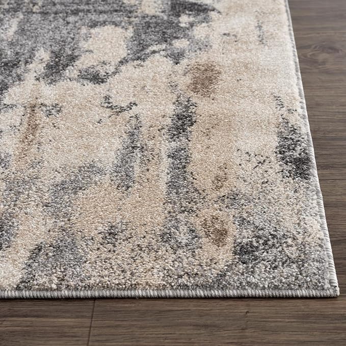 LUXE WEAVERS Euston Collection Gray-Gray 4x5 Modern Abstract Area Rug