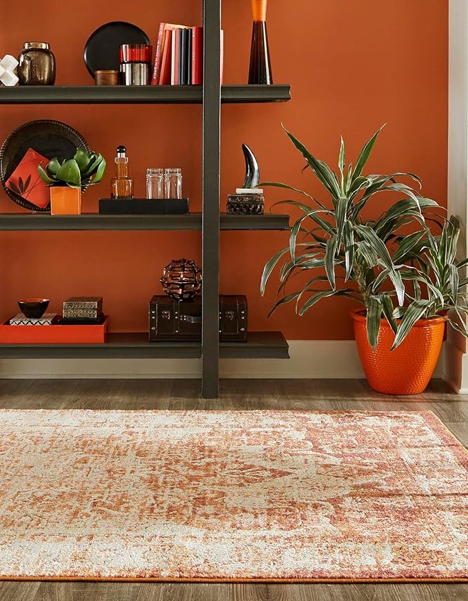 Unique Loom Isabella Collection Area Rug - Adjani (4' 1" x 6' 1" Rectangle, Rust Red/ Black)