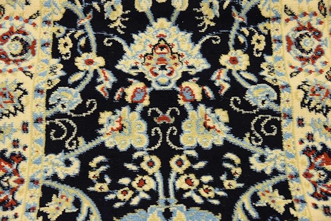 Unique Loom Sialk Hill Collection Area Rug - Washington (2' 7" x 10' Runner Navy Blue/Cream)