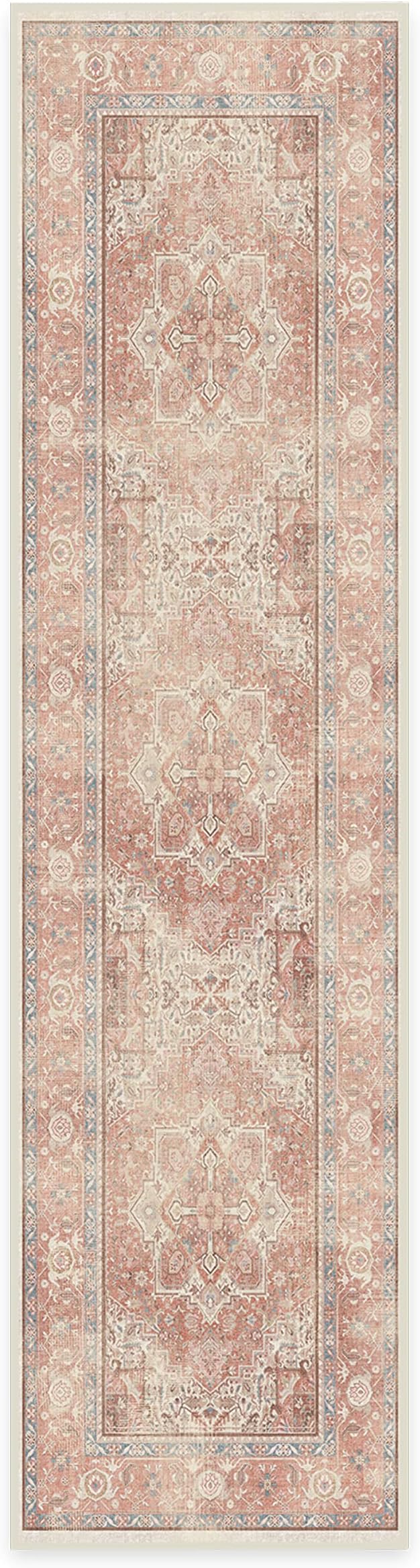 RUGGABLE Washable Runner Rug – Kamran Rose Pink 2.5x10, Stain-Resistant, Non-Slip Hallway Runner – Machine Washable Rug for Hallway, Entryway, Living Room & Kitchen–with Cushioned Pad