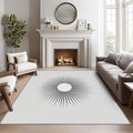 Mid Century Rugs for Living Room -Minimalist Sun Rug, 3x5 ft, Black and White Area Rug, Modern Abstract Washable Non-Slip Rugs for Entryway, Optical Illusion Home Decor & Gifts