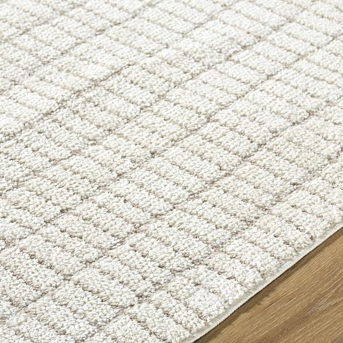 Livabliss x Our PNW Home Cascade Minimalist Striped Area Rug, 10' x 14', Ivory/Light Brown