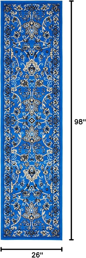Unique Loom Sialk Hill Collection Area Rug - Washington (2' 2" x 8' 2" Runner Dark Blue/Black)