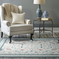 EVERGRACE Area Rugs for Living Room 4x6, Boho Floral Faux Wool Indoor Outdoor Rugs, Washable Rugs for Bedroom Entryway Dining Room Hallyway, Low Pile Floor Mat Carpet for Home Decor, Pale Blue