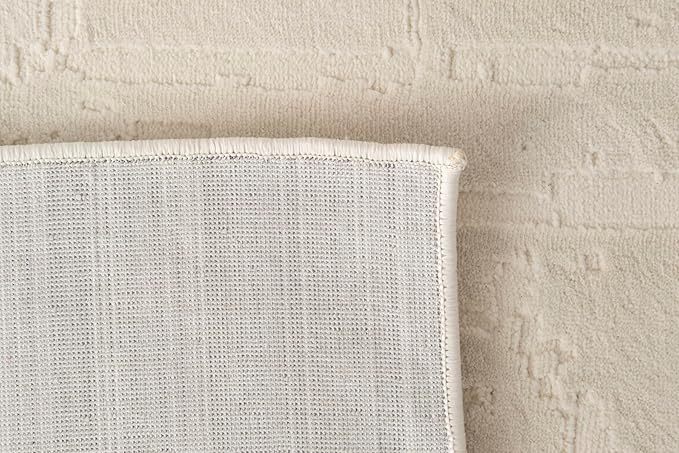 Revival Rugs Ebb 3'11"x6'1" Machine Washable Area Rug for Kitchen Bedroom - 100% Recycled Oeko-TEX Certified, Medium Pile, Beige, Cream