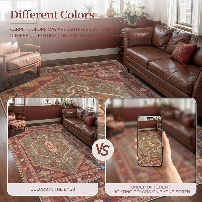 Ciicool 2x5ft Runner Rug, Hallway Wahshable Rug Vintage Kitchen Carpet for Entrance Bedroom Bedside Living Room Kitchen Laundry Bathroom Decor