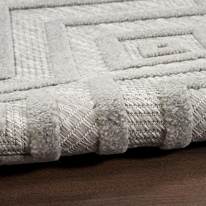 Nourison Home Versatile Silver Grey 9' x 12' Area Rug - Easy Clean, Non Shedding, Bed Room, Living Room, Dining Room, Kitchen (9' x 12')