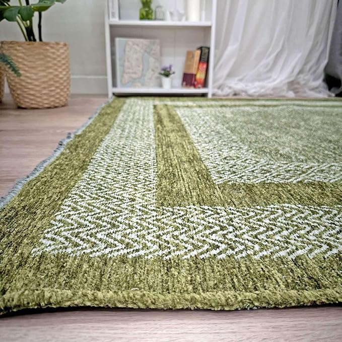 Alfa Rich 3x5 Green Washable Area Rugs for Living Room Bedroom Kitchen Dining Cotton Runner