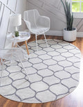 Rugs.com Lattice Frieze Collection Rug – 5' x 8' Oval Ivory Medium Rug Perfect for Living Rooms, Large Dining Rooms, Open Floorplans