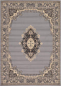 Unique Loom Reza Collection Traditional Persian Style Area Rug, 7 x 10 ft, Gray/Ivory