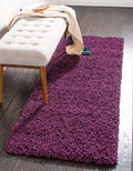 Unique Loom Solid Shag Collection Area Rug (2' 6" x 19' 8" Runner, Eggplant Purple)