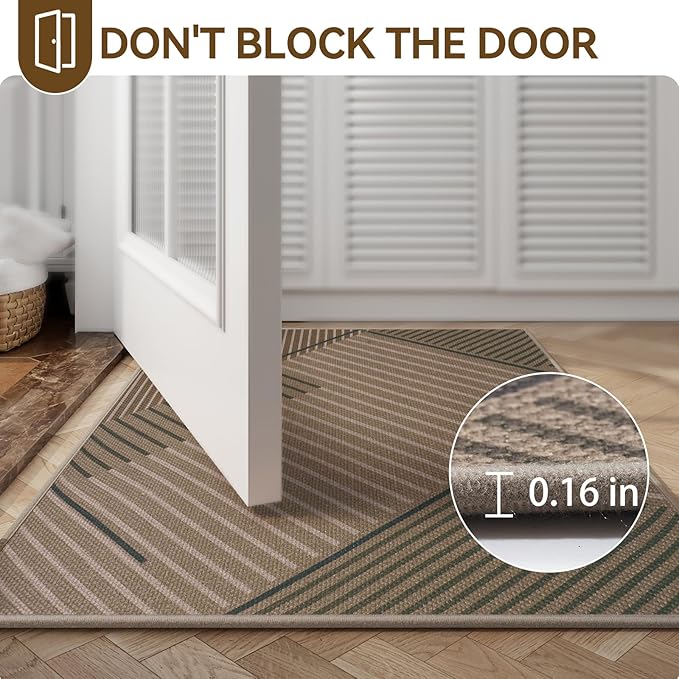 Front Door Mat 24''x35'', Non Slip Absorbent Muddy Dirt Resist Washable Low-Profile Indoor Doormat, Welcome Entryway Door Mats, Brown