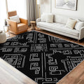 Geometric Rug, Washable 3x5 Rug for Living Room, Black and White Patterned Indoor Carpet, Modern Geometric Decor for Home, Bedroom, Soft Non Slip Thin Design FER14