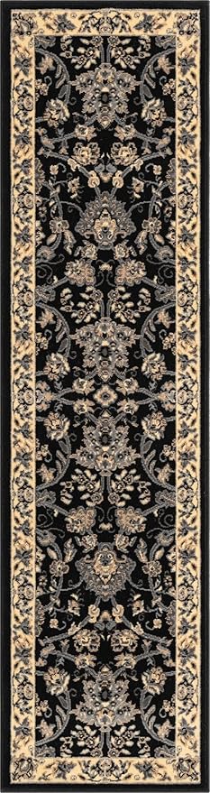 Unique Loom Sialk Hill Collection Area Rug - Washington (2' 2" x 8' 2" Runner Black/Gray)