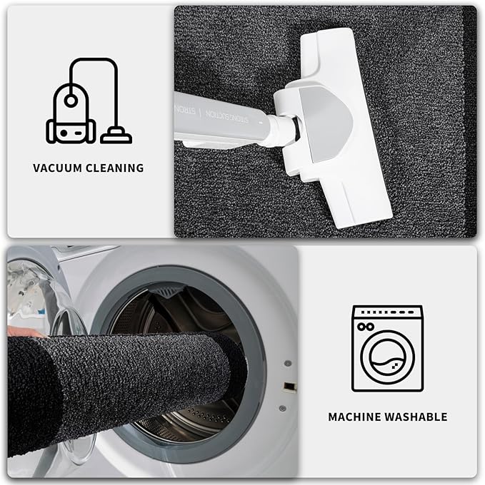 PURRUGS Dirt Trapping Door Mat 20" x 32", Non-Slip/Skid Machine Washable Entryway Rug, Shoes Scraper, Throw Rug, Super Absorbent Area Rug for Muddy Wet Shoes and Paws, Bluish Grey & Charcoal