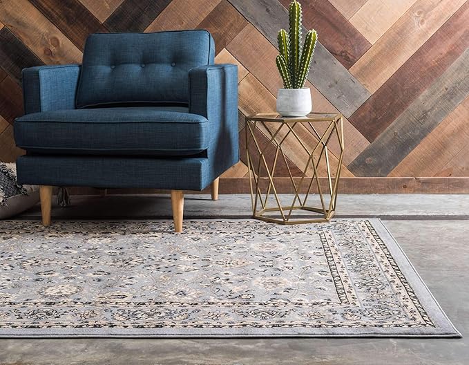 Unique Loom Sialk Hill Collection Area Rug - Washington (5' 1" x 8' Rectangle Gray/Black)