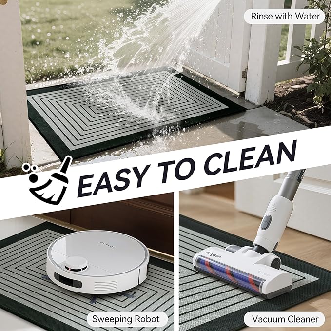 Front Door Mat 31''x47'', Absorbent Muddy Dirt Resist Washable Non Slip Low-Profile Indoor Doormat, Easy Clean Welcome Entryway Door Mats, Grey