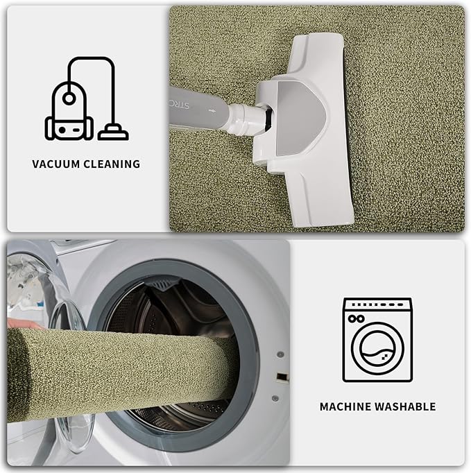 PURRUGS Dirt Trapping Door Mat 24" x 36", Non-Slip/Skid Machine Washable Entryway Rug, Shoes Scraper, Throw Rug, Super Absorbent Area Rug for Muddy Wet Shoes and Paws, Budding Green & Sage Green