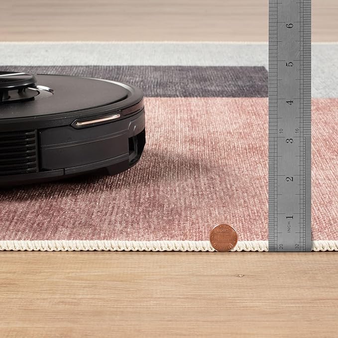 Bloom Rugs Washable Non-Slip 12 ft Runner - Pink/Dark Gray Modern Geometric Runner for Entryway, Hallway, Bathroom, and Kitchen - Exact Size: 2.5' x 12'